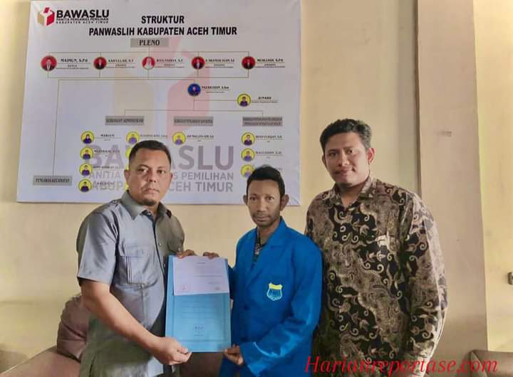 PMII Aceh Timur Serahkan Surat Pemberitahuan Pemantau Kepada Panwaslih