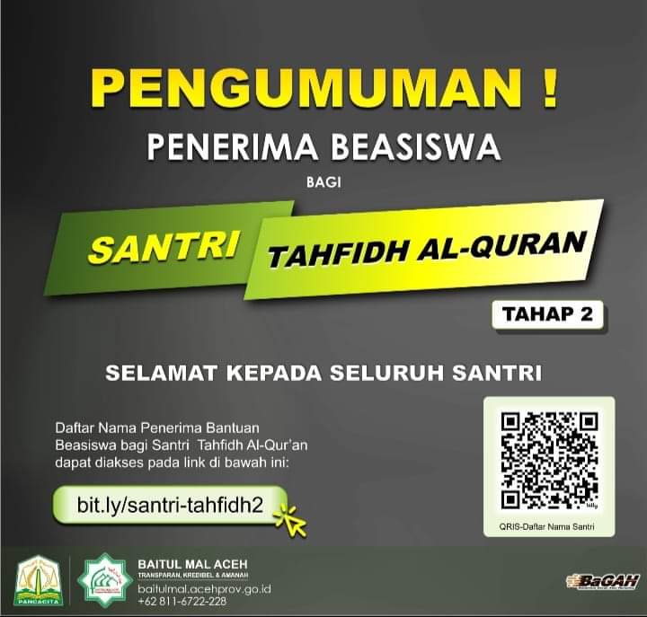 BMA Umumkan Penerima Beasiswa Santri Tahap 2