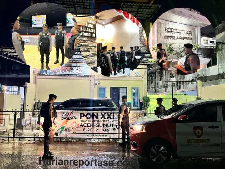 Satsamapta Polres Aceh Timur Patroli di Penginapan Atlet dan Venue PON XXI