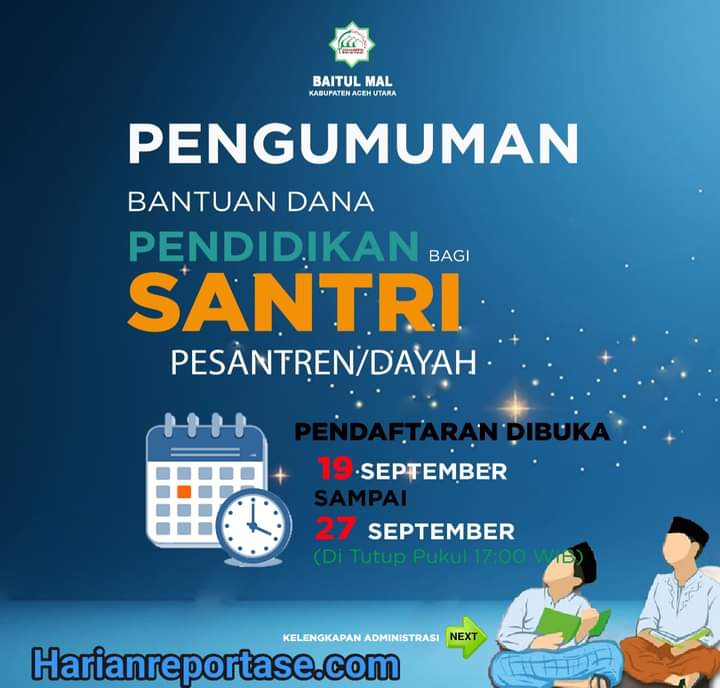Bantuan Dana Untuk Santri Dari Baitul Mal Aceh Utara, Berikut Informasinya