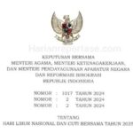 Pemerintah Tetapkan Hari Libur Nasional dan Cuti Bersama Tahun 2025