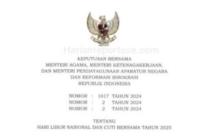 Pemerintah Tetapkan Hari Libur Nasional dan Cuti Bersama Tahun 2025