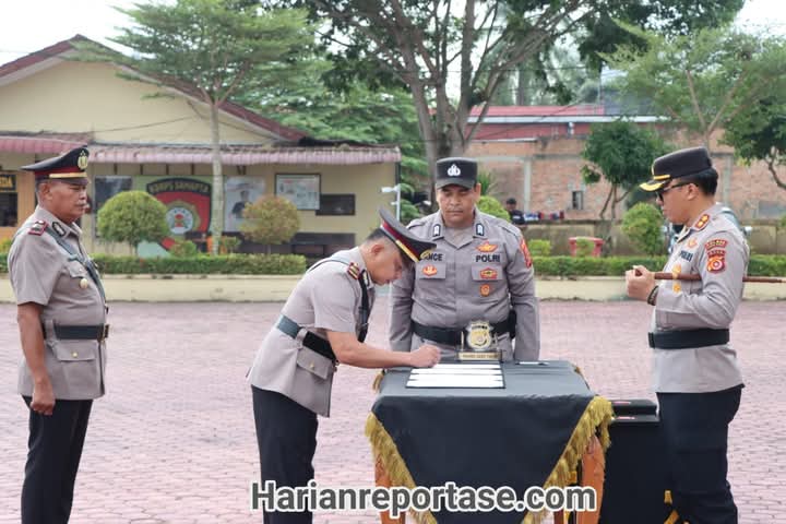 Kapolres Aceh Timur Pimpin Upacara Sertijab, Sejumlah Kapolsek Dirotasi