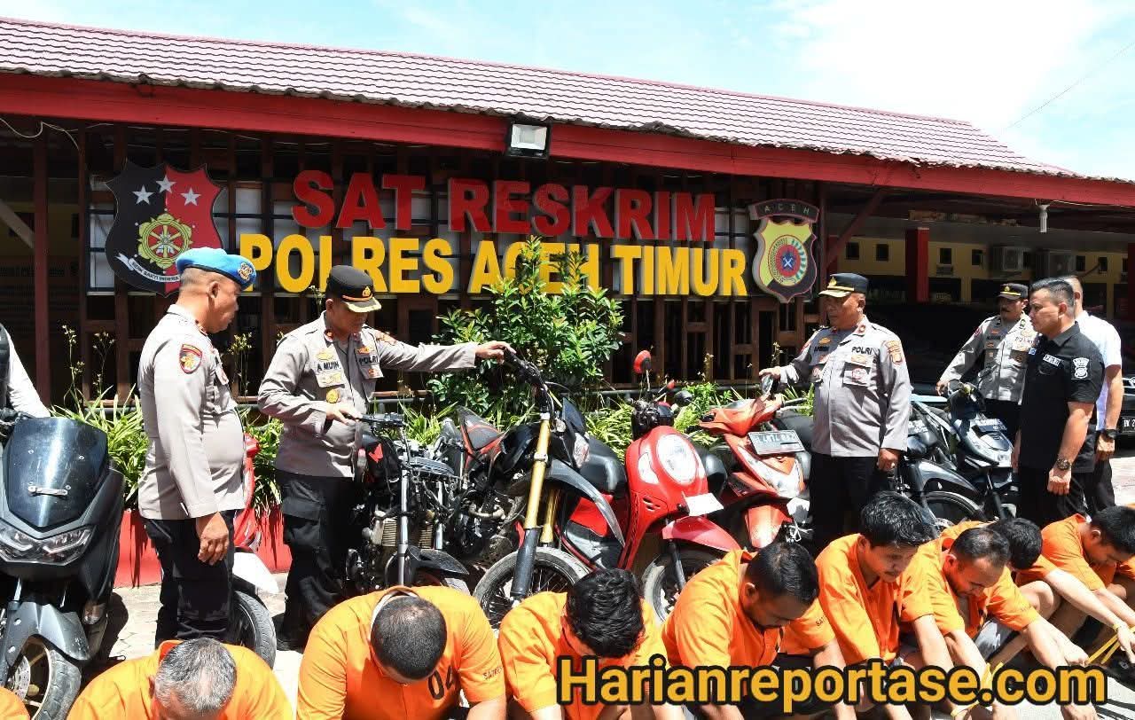 Polres Aceh Timur Tangkap 17 Pelaku Curanmor dalam Operasi Sikat Seulawah 2025