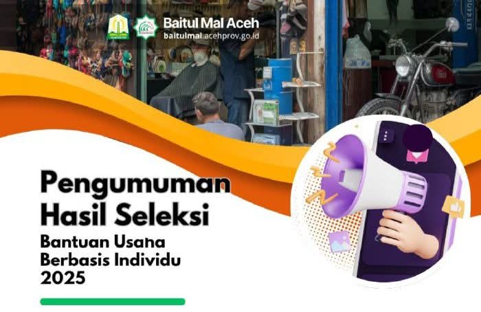 Baitul Mal Aceh Umumkan Hasil Seleksi Bantuan Usaha Individu 2025, Berikut Daftar Penerimanya