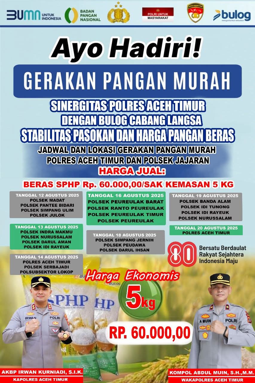 Polres Aceh Timur Luncurkan Program Pangan Murah, Berikut Jadwalnya