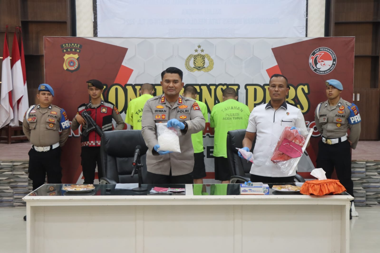 Polres Aceh Timur Gagalkan Transaksi Sabu 920 Gram, Tiga Tersangka Dibekuk