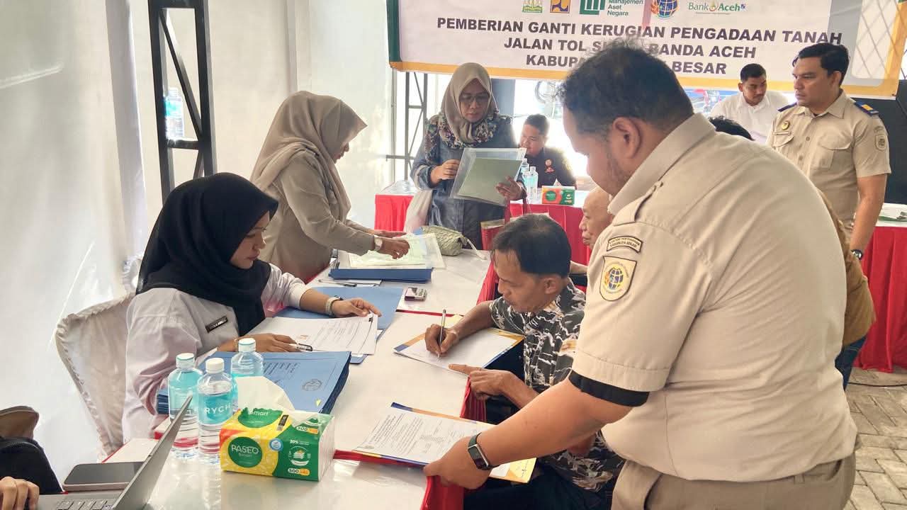 Kantah Aceh Besar Salurkan Ganti Kerugian Pengadaan Tanah Jalan Tol Sigli–Banda Aceh
