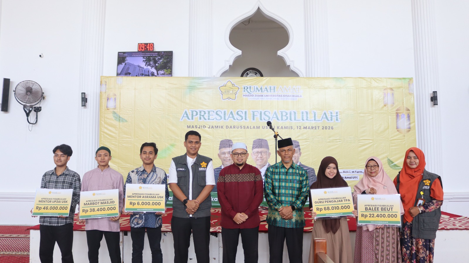 Rumah Amal USK Salurkan Apresiasi kepada 272 Pegiat Masjid dan Pengajar Al-Qur’an