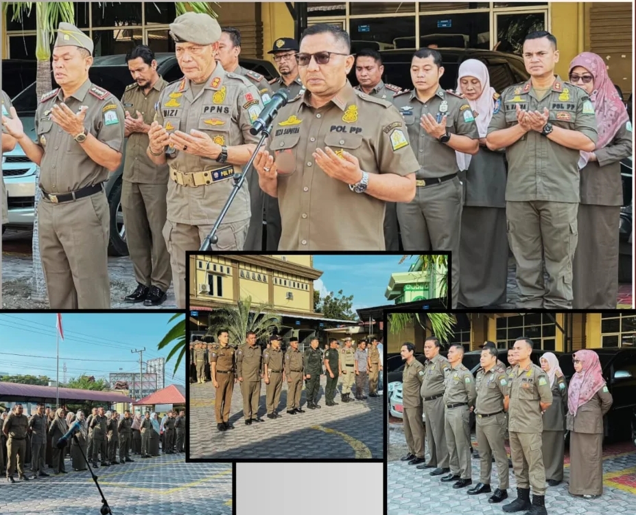 Awali Kepemimpinan Baru, Reza Saputra Pimpin Apel Perdana dan Perkuat Soliditas Satpol PP dan WH Aceh