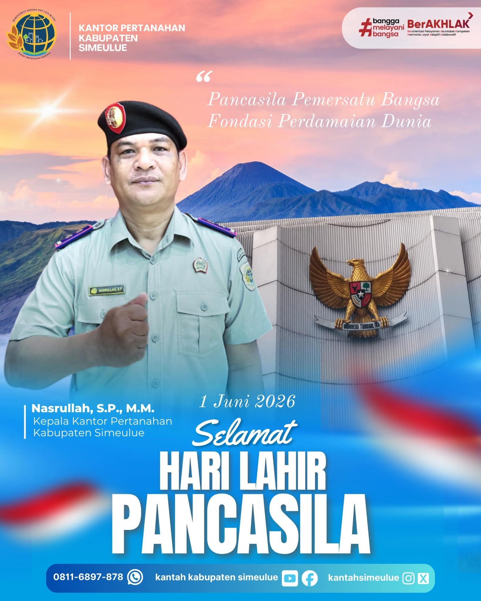 Peringatan Hari Lahir Pancasila 2026, Kantah Simeulue Ajak Masyarakat Perkuat Persatuan dan Gotong Royong
