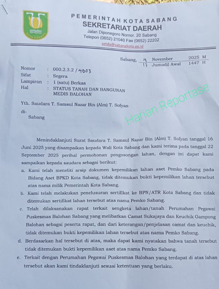 Bukan Tanah Pemko, Wali Kota Sabang Instruksikan Pengosongan Lahan