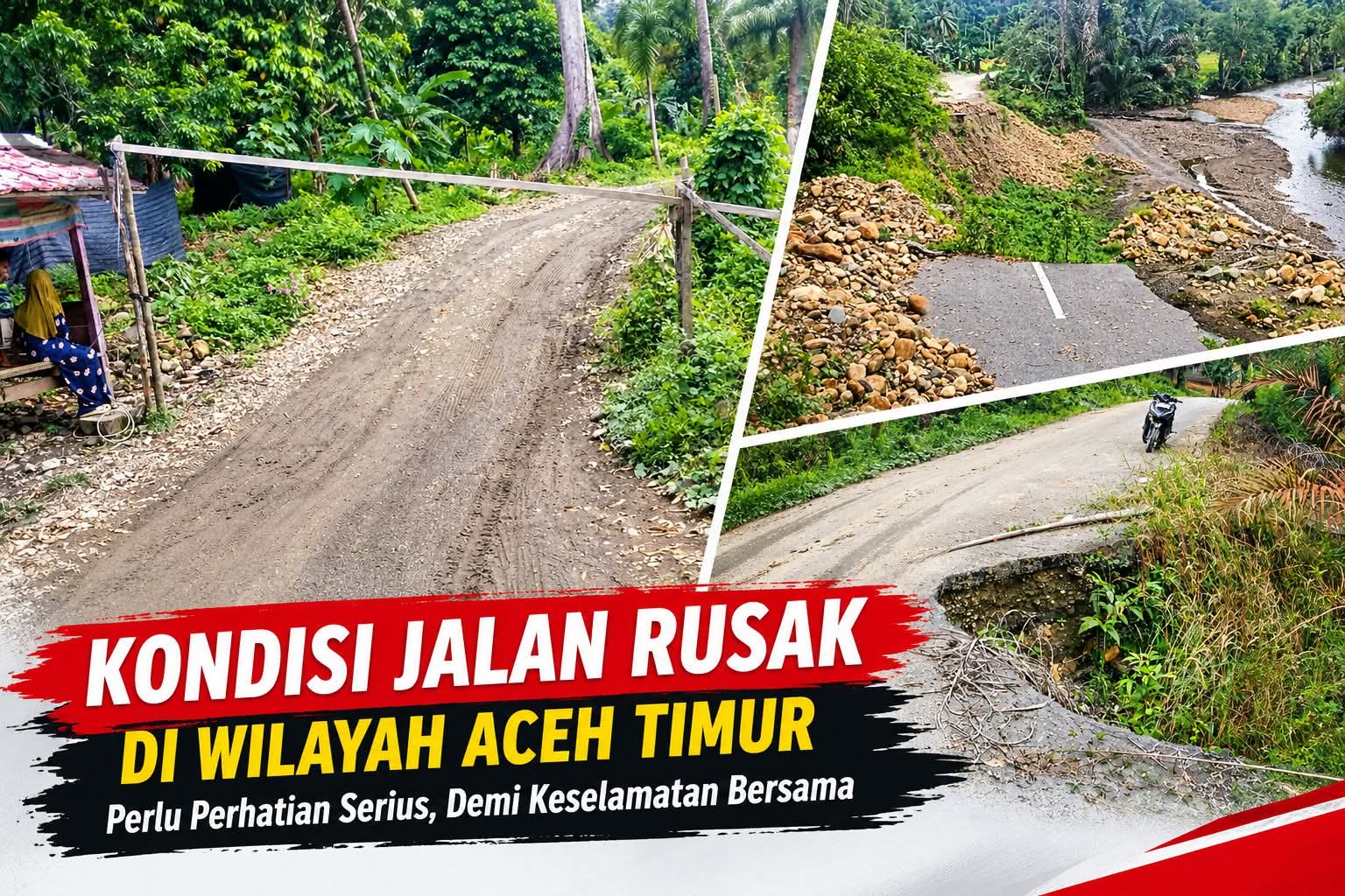 Jalan Peureulak–Lokop Segmen II Rusak Parah, Warga Serbajadi Desak Gubernur Aceh Segera Bertindak